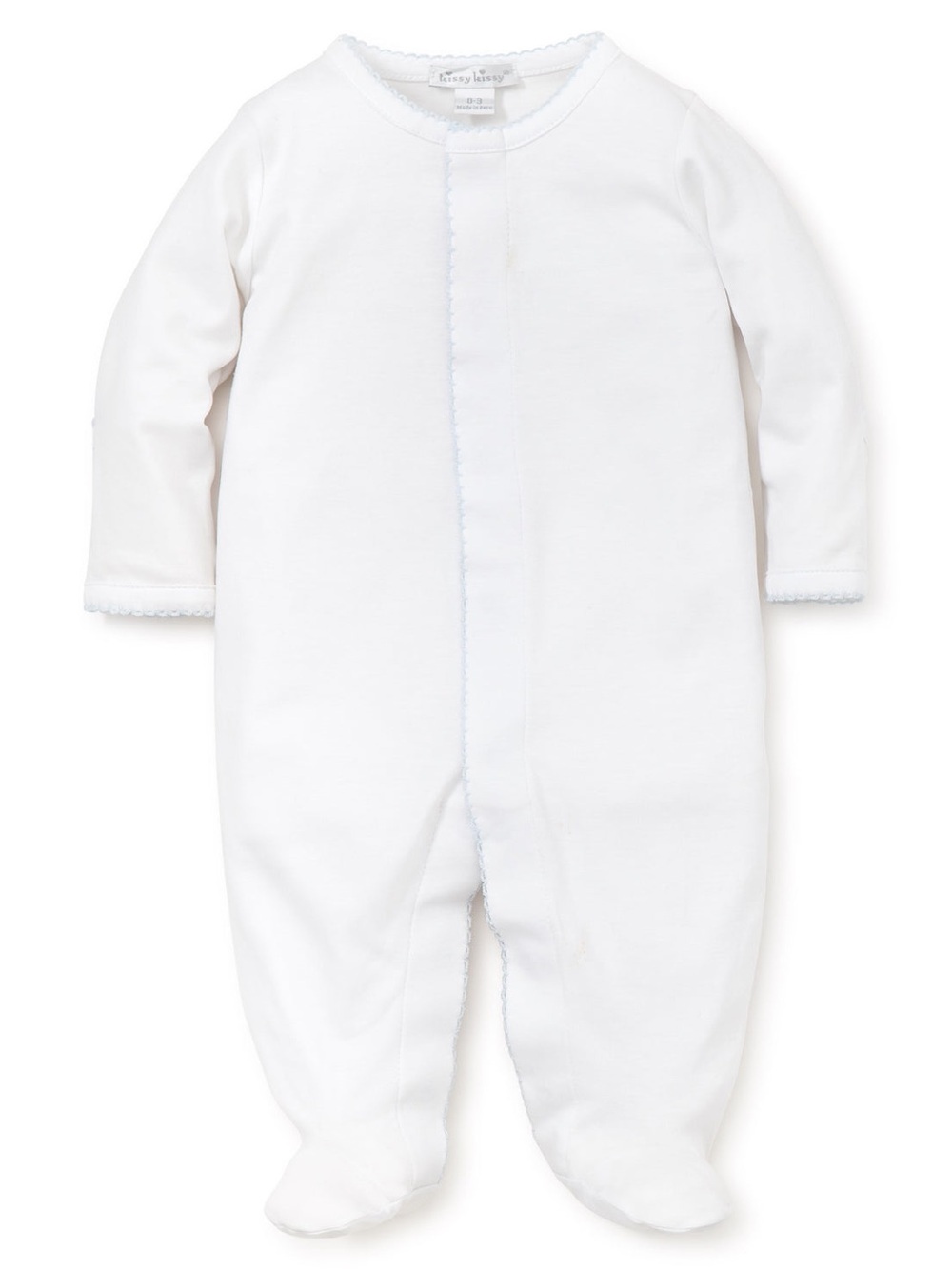 Kissy Kissy pima footies baby light blue trim shaps newborn mittens sleeper boy